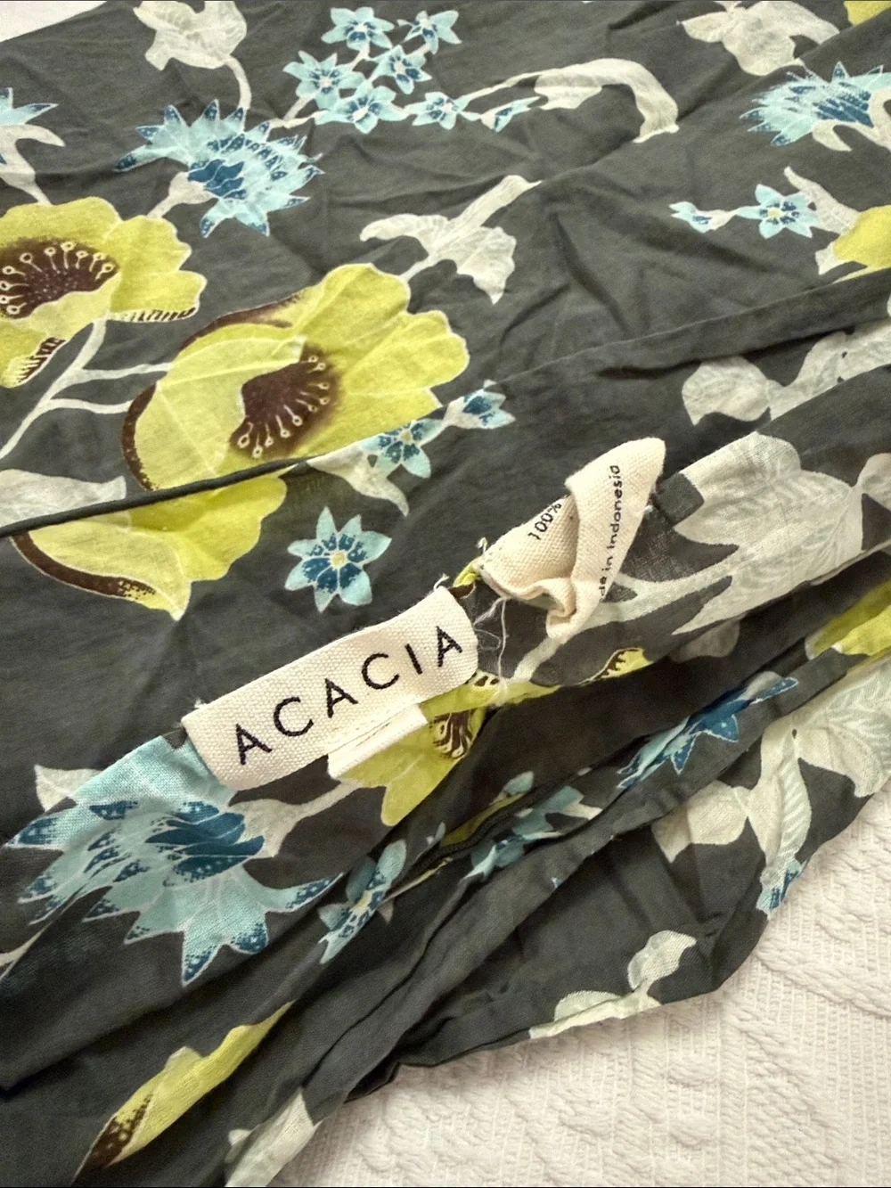 acacia swimwear pareo Floral Cotton in Charcoal, Lime, Sky Blue